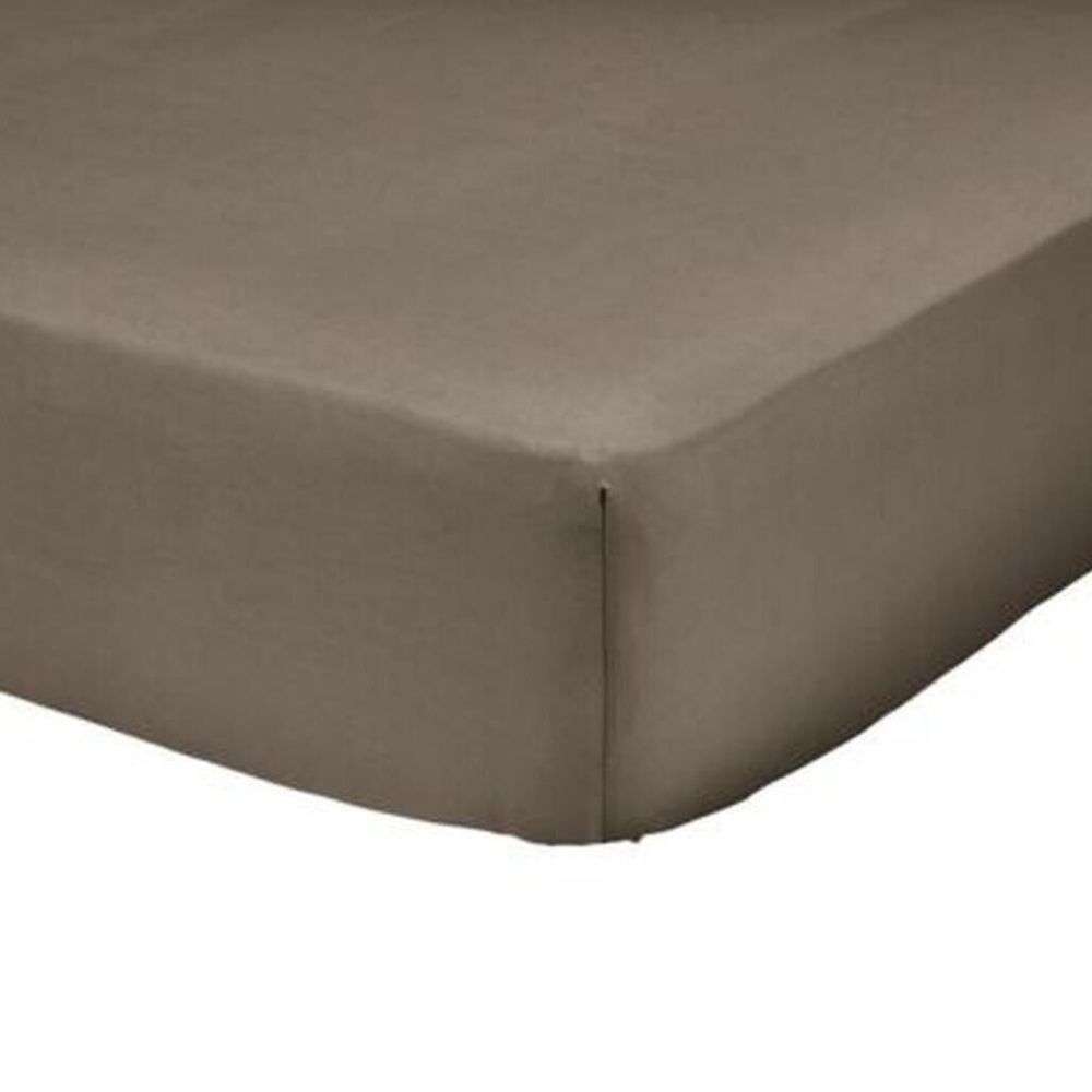 [702614] Drap Housse Percal Marron Foncé Tex Home 180x200 Cm