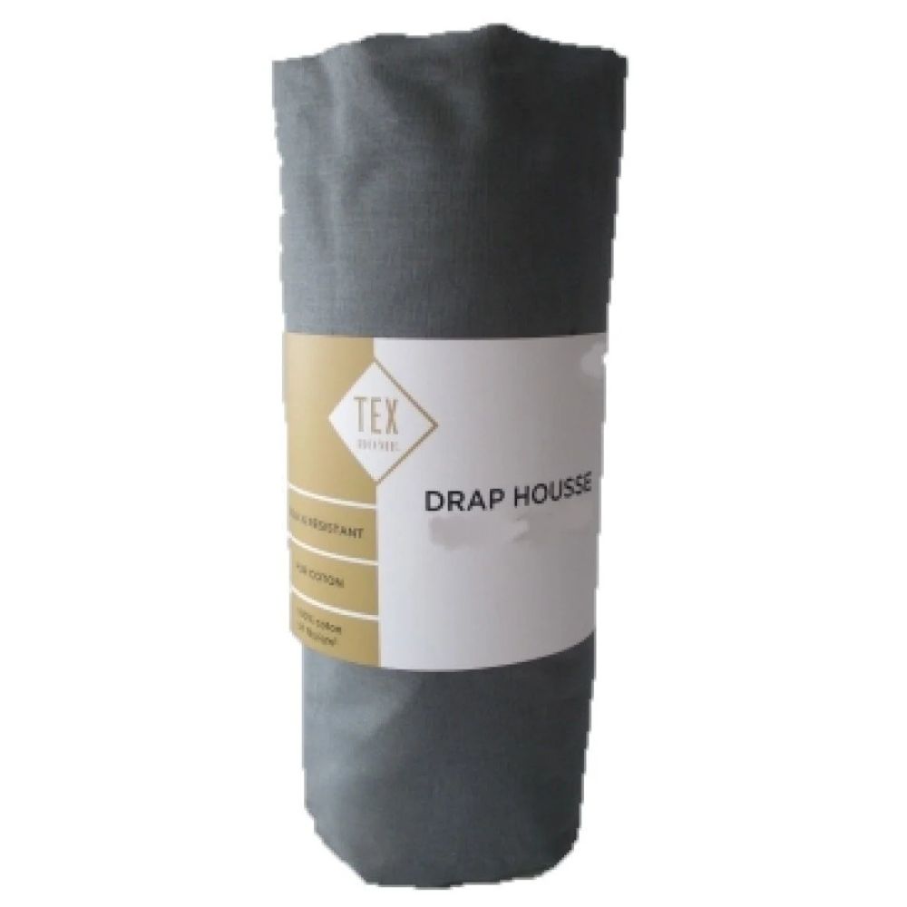 [703342] Drap Housse Gris Claire Tex Home 180x200 Cm