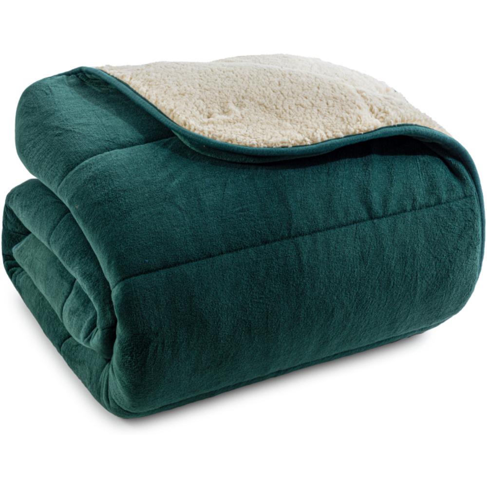 Couette en Flanelle Unie Mouton Vert 240x220cm.