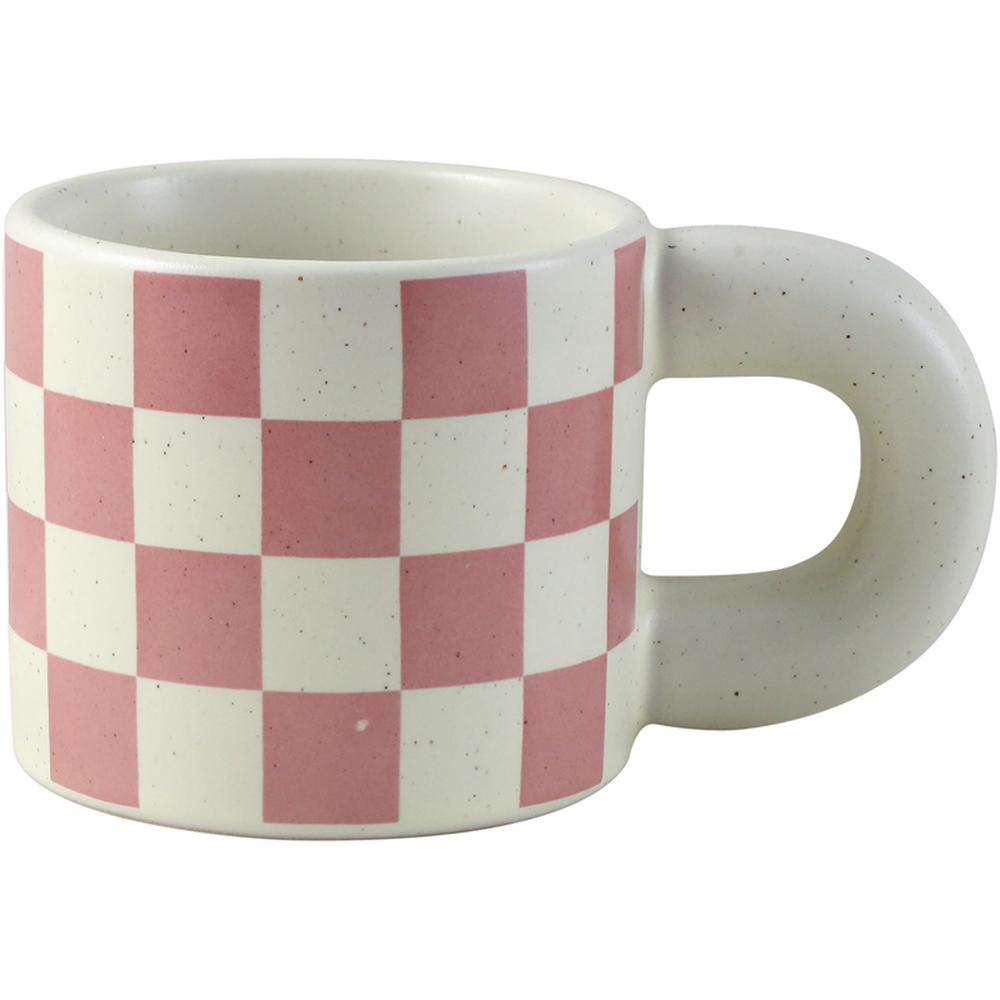 Mug en Porcelaine Carreaux Rose Graph Kasa 30cl
