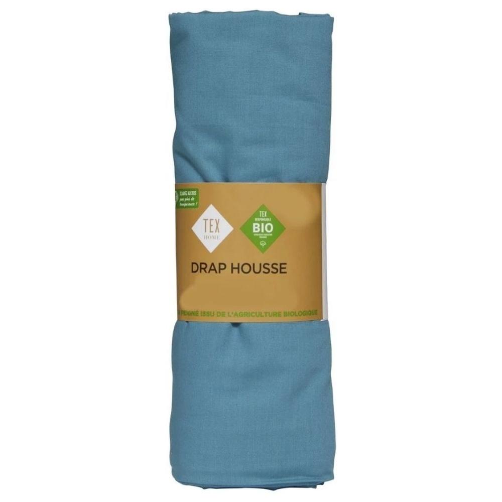 Drap Housse Percal Bleu Tex Home 160x200 cm