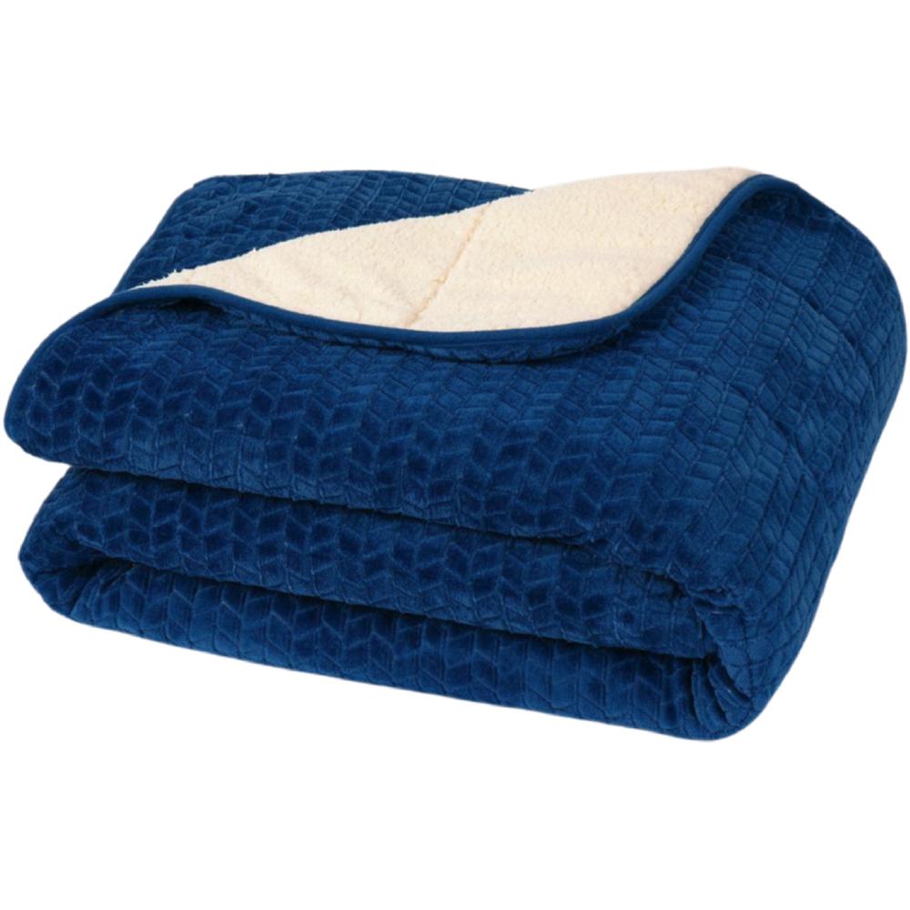 Couette en Flanelle Unie Mouton Bleu Nuit 580g.