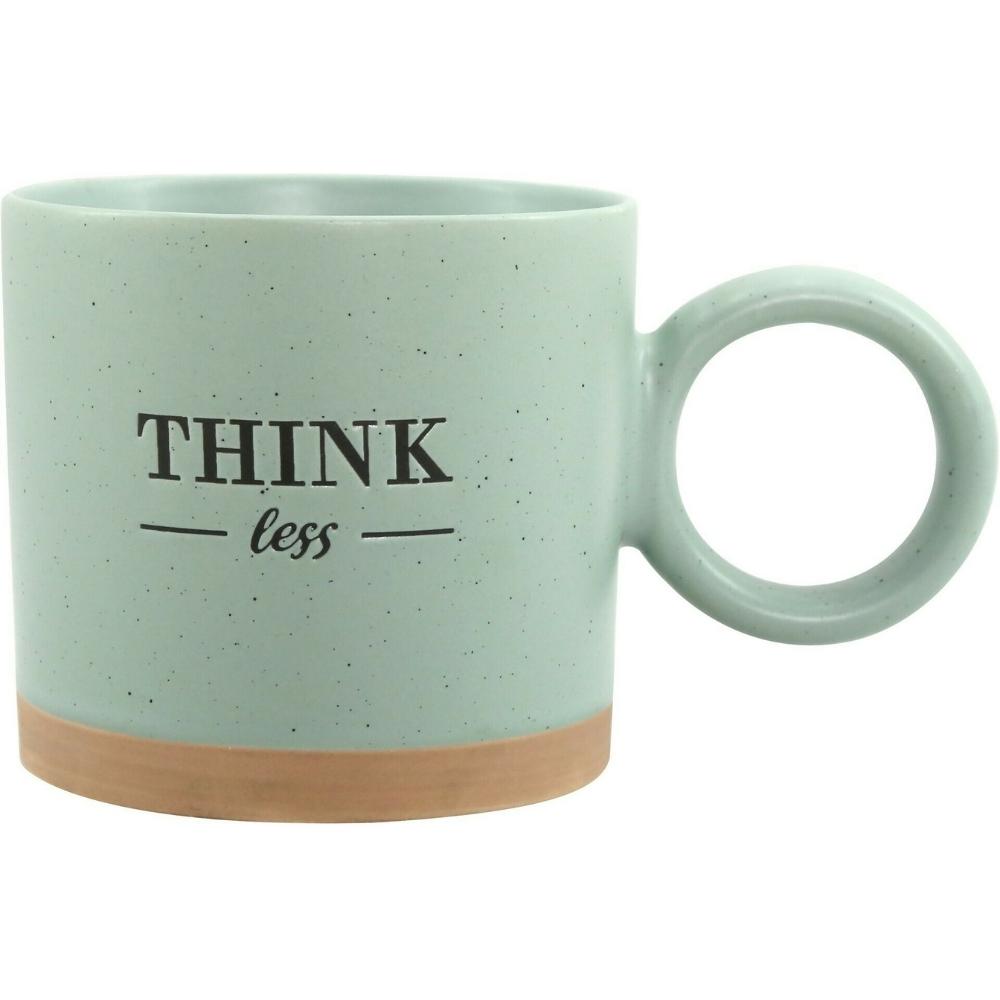 [722642] Mug Porcelaine Vert "Think Less" Kasa 37 cl