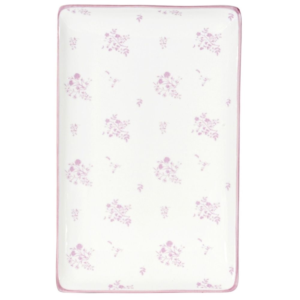 [730640] Plat Rectangulaire Kasa en Porcelaine Mauve Campestre 25x16cm
