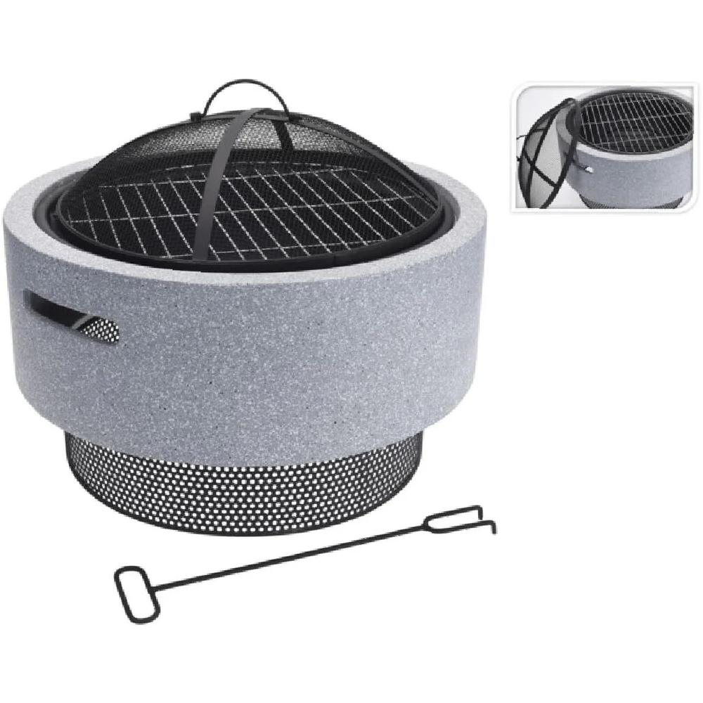 [679697] Bol à Feu avec Grille de Barbecue Gris Clair 52x18,5cm.