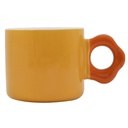 Mug Kasa en Porcelaine Jaune Manche Fleur Orange 28cl