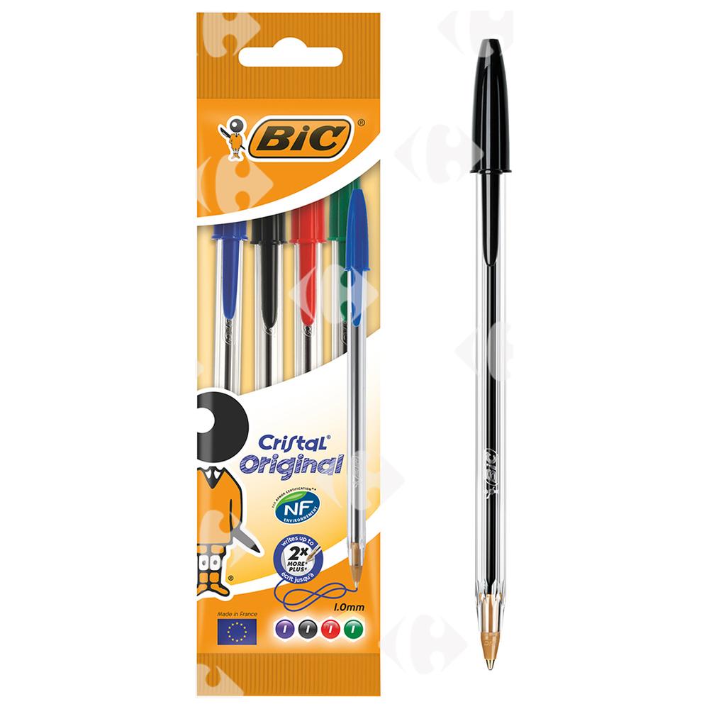 Stylo à Bille Cristal Médium Bleu Bic 4 unités