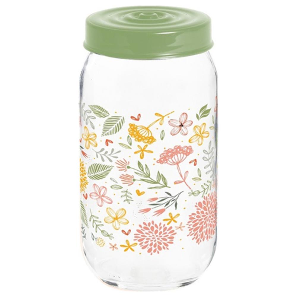 [723639] Bocal en Verre Décoré Botanique 1L