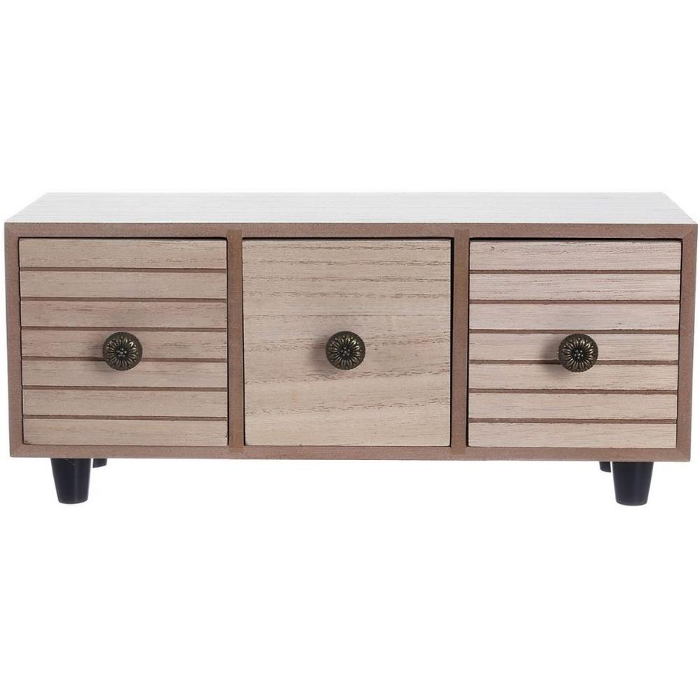 [716423] Meuble en Bois Miniature avec 3 Tiroirs Kasa 28x10x12cm