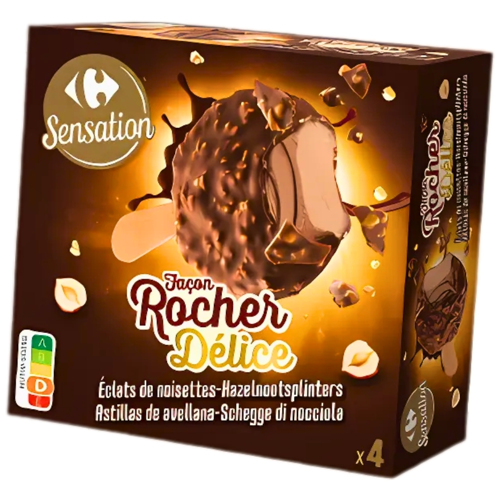 [714709] Bâtonnet Duo Choco Noisettes Carrefour Sensation 284g 4 unités