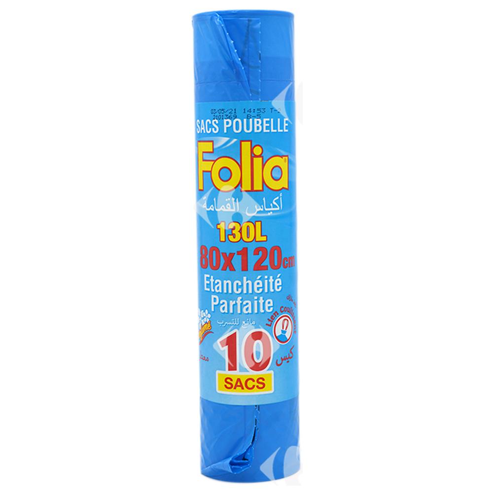 [401406] Sac Poubelle Parfumé Lien Coulissant 130L 80x120cm Folia 10 unités