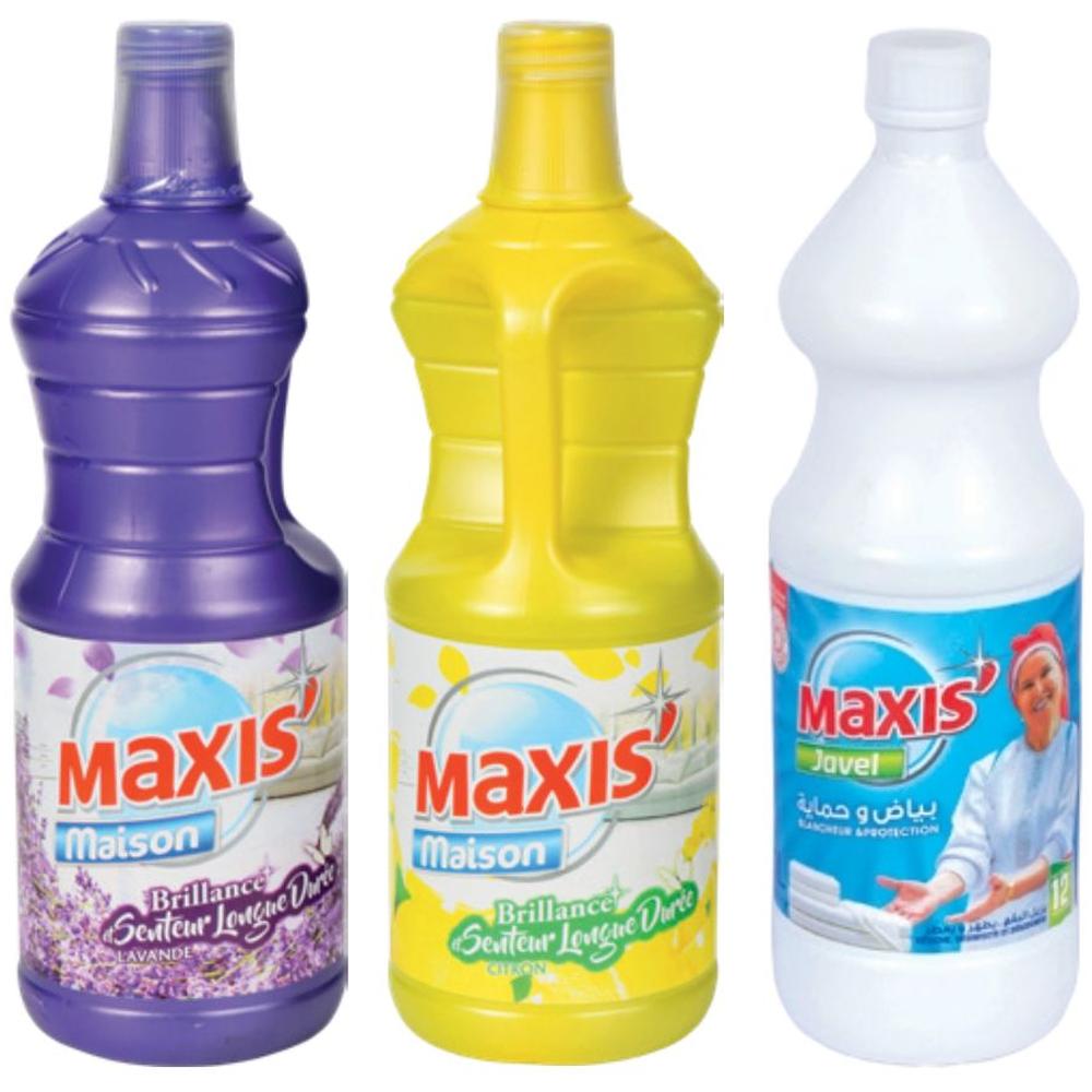Lot 2 Nettoyants Sol Maxis Lavande 1 L + Eau De Javel 1 L Gratuit