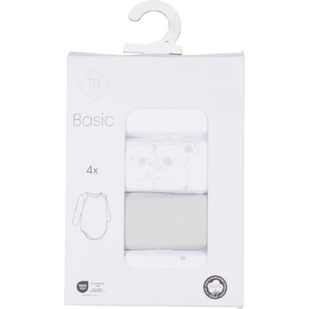 [729087] Lot 4 Bodies Manches Longues Bébé Gris