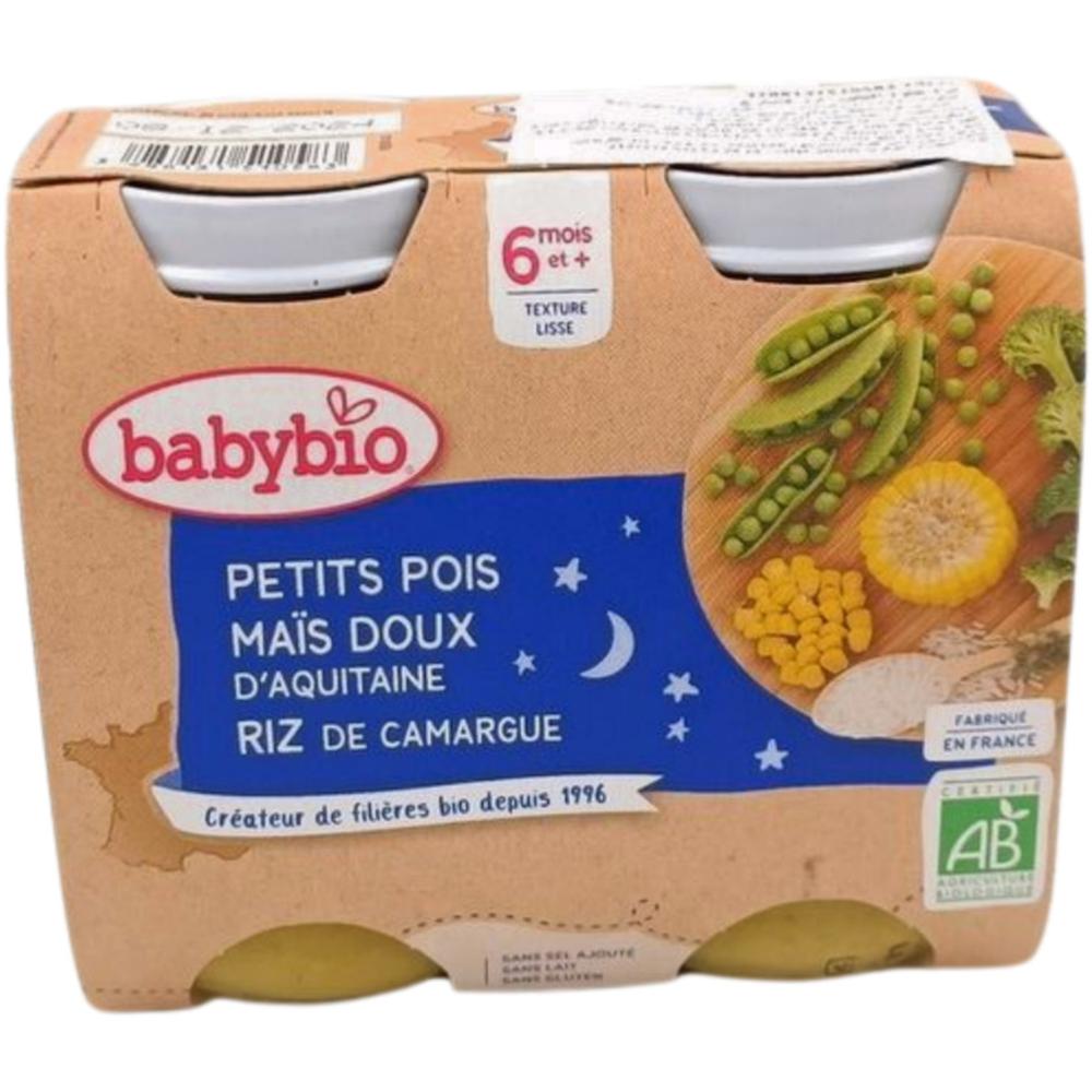 [704609] Pot Petits Pois Maïs Riz Babybio 2x200g.