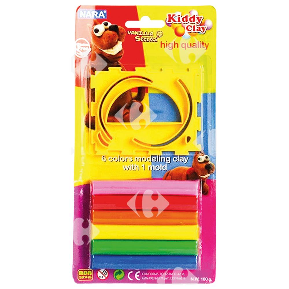 [370280] Pâte à modeler bâtons ronds Kiddy Clay 100g - 6 unités