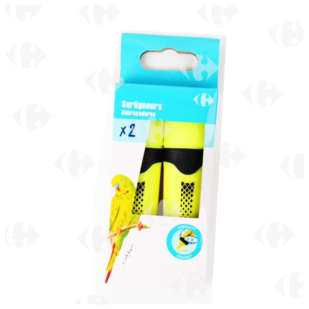 Surligneurs jaunes Carrefour 2 unités