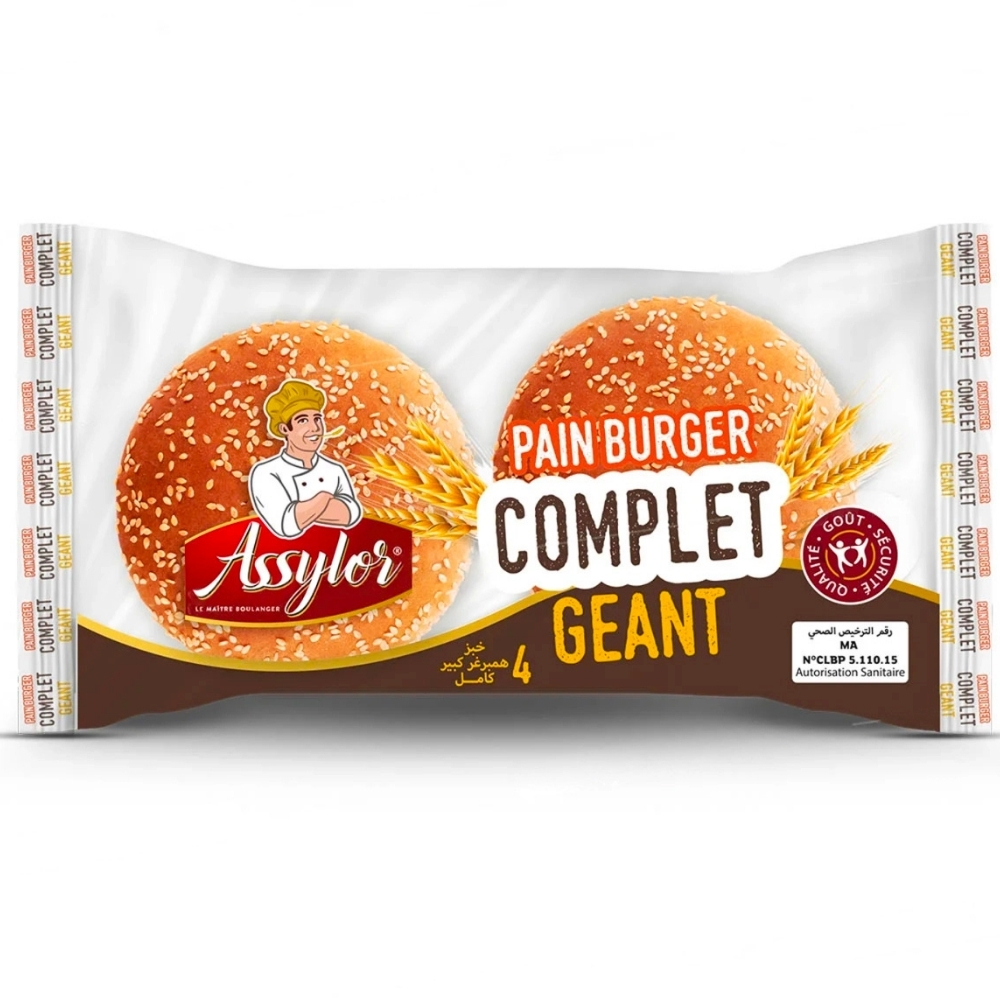 [681587] Pain Burger Complet Assylor 320g 4 pièces