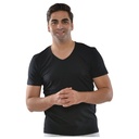 T-shirt Homme à Manches Courtes Col V Noir - Taille XL