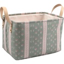 Panier Rectangulaire Tissu Fleurs Vertes Kasa 23x33cm