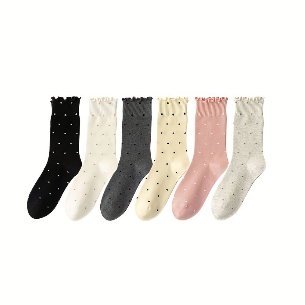 [701596] Lot 6 Chaussettes Femme Fantaisie Écru