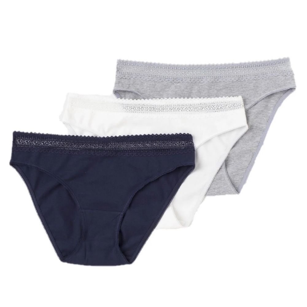 [679546] Lot de 3 Slips Femme Dentelle Marine