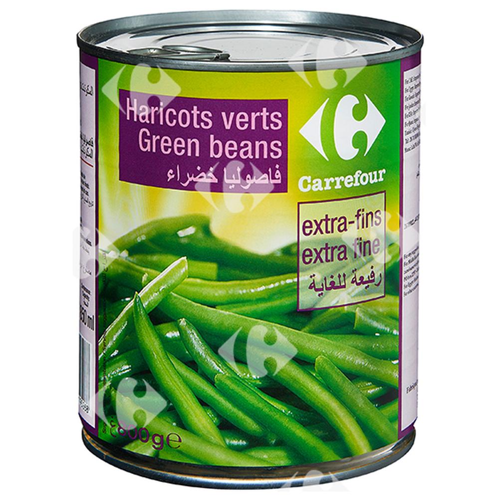 Conserve d'Haricots Verts Extra Fins Carrefour 800g