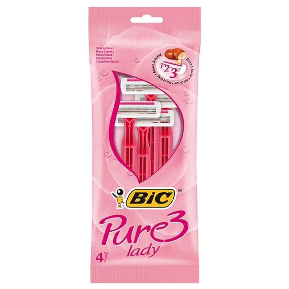 [597015] Rasoirs Jetables pour Femme Pure 3 Lady Rose Bic 4 unités