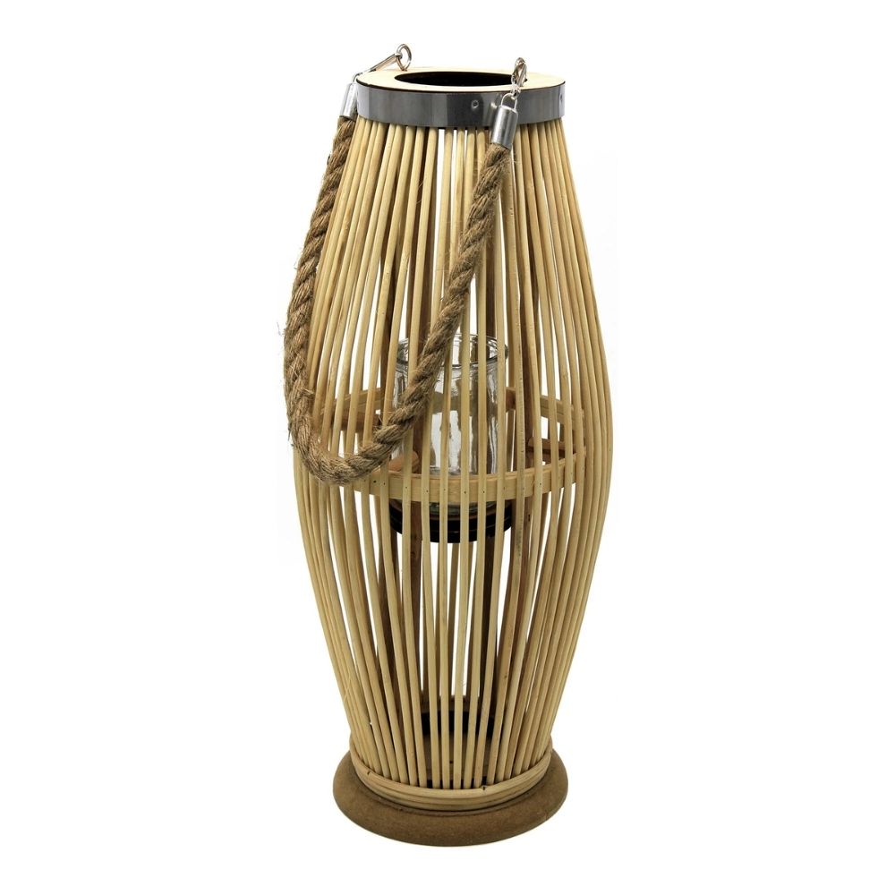 Lanterne Solaire en Bambou 22x22x62 cm