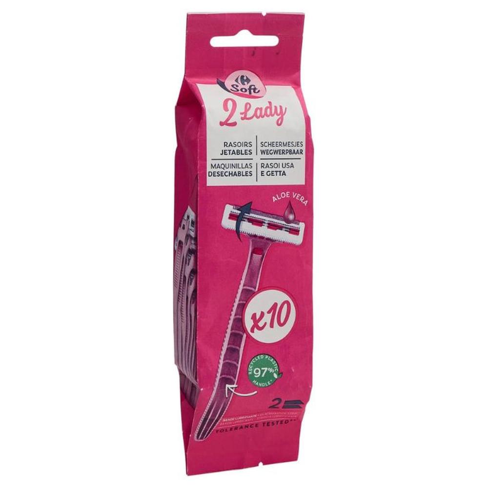 [530652] Rasoirs 2 Lames Jetables Carrefour Soft 10 unités