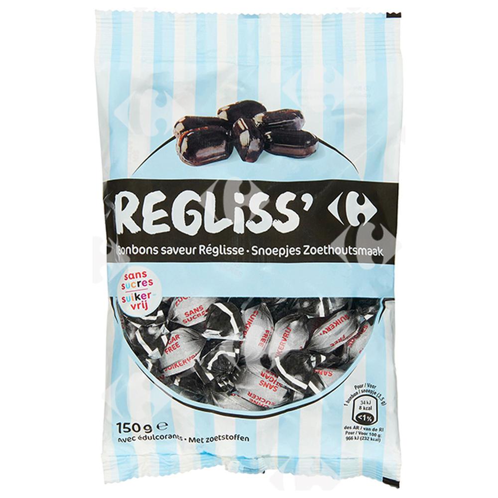 [531069] Bonbons Saveur Réglisse Sans Sucres Regliss' Carrefour 150g