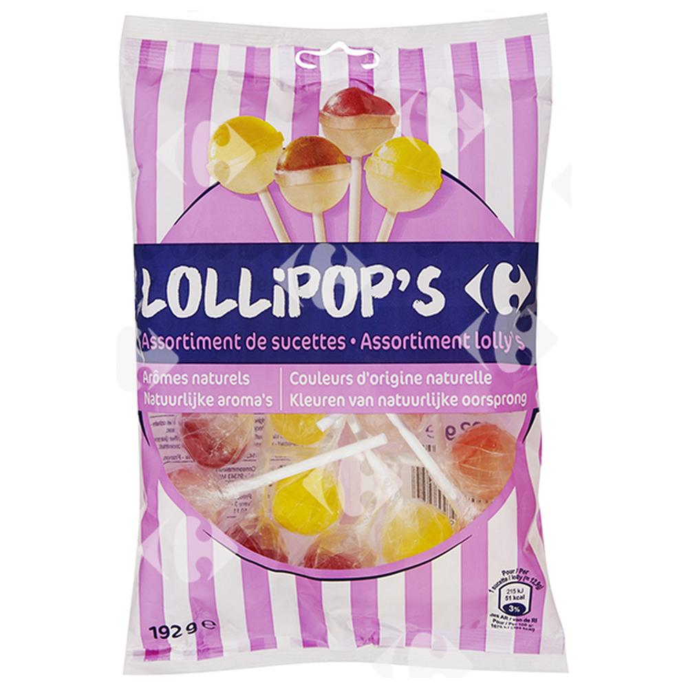 [553159] Sucettes Fruits et Cola Lollipop'S Carrefour 192g