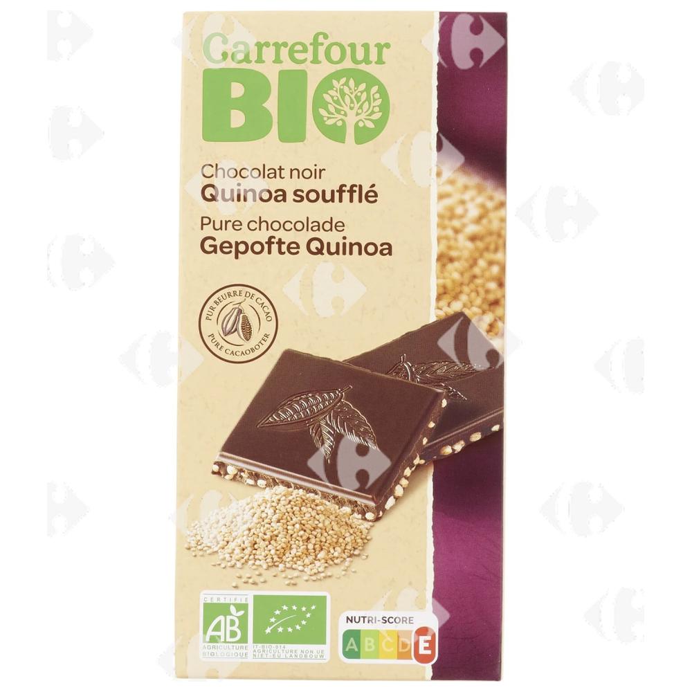[666760] Tablette de Chocolat Noir au Quinoa Soufflé Carrefour Bio 100g
