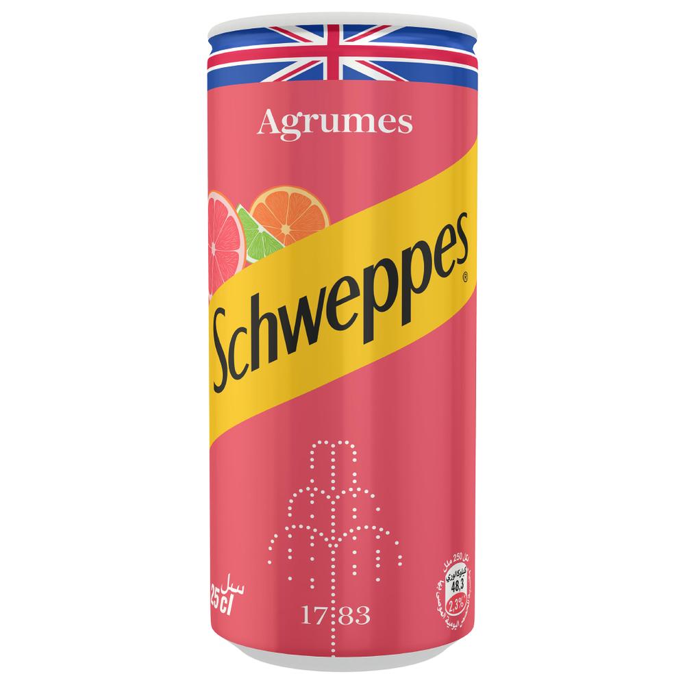 [695910] Boisson gazeuse Schweppes agrumes canette 25cl.