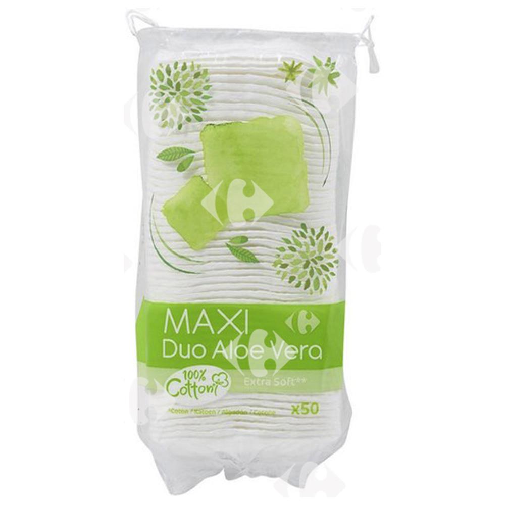 [383066] Maxi Carrés Démaquillants Aloe Vera Carrefour 50 unités