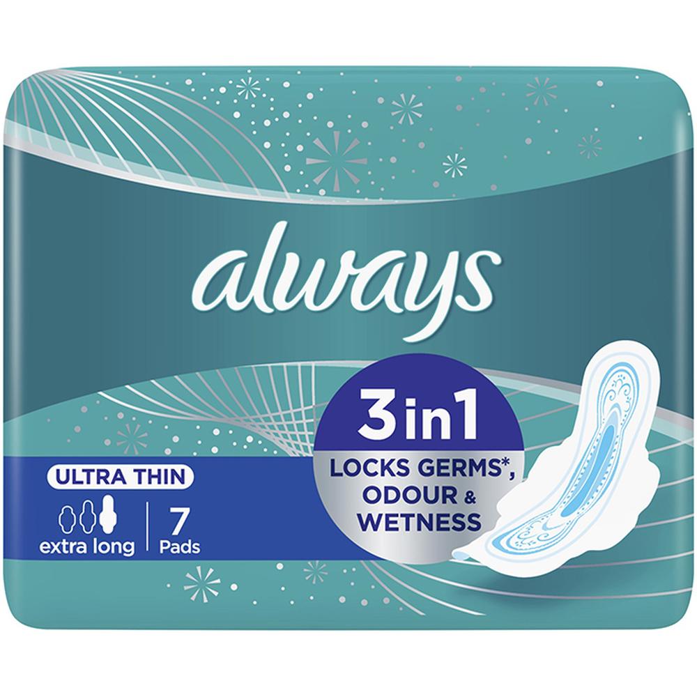 [1326] Serviettes Hygiéniques 3 en 1 Ultra Thin Extra Long Always 7 unités