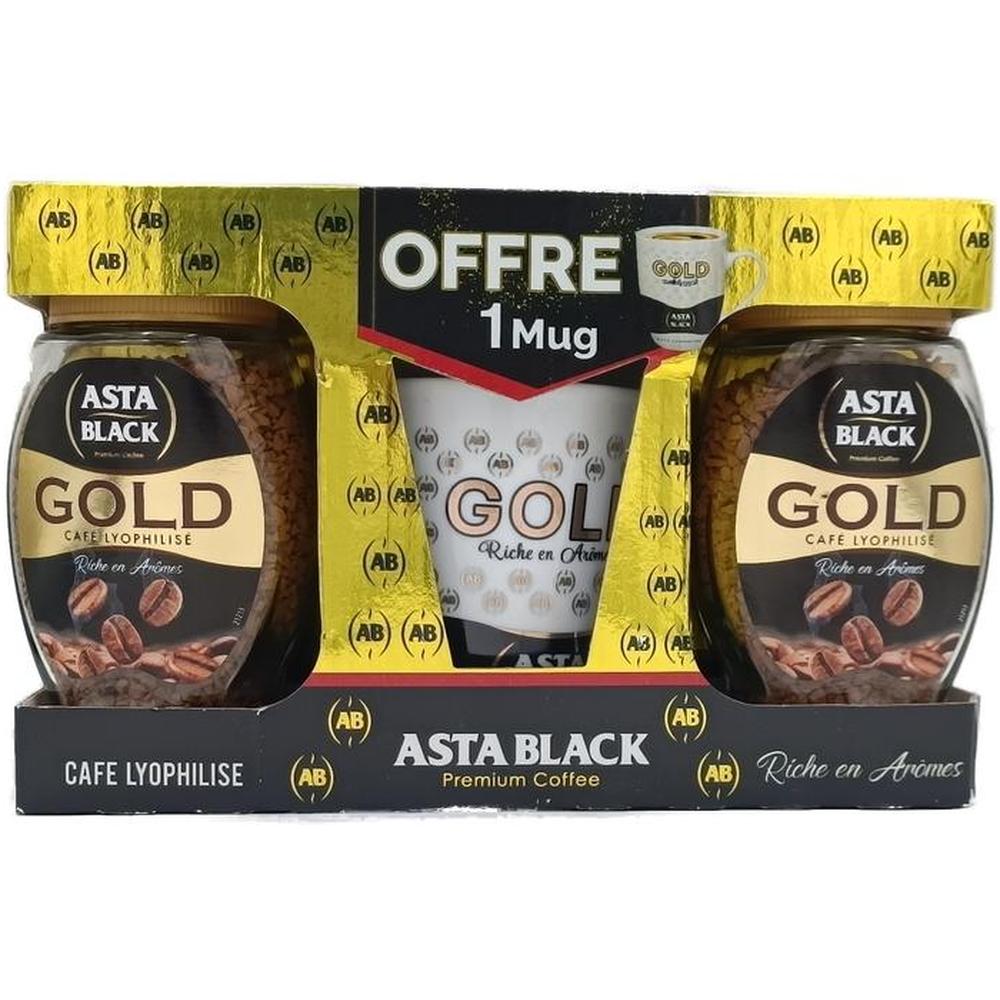 Lot de 2 cafés moulus Asta Gold 50 g + Mug