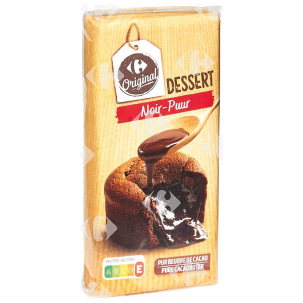 Tablette Chocolat Dessert Noir 52% Cacao Carrefour 2x200g