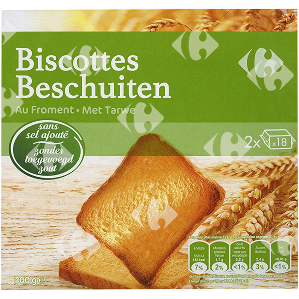 Biscottes au Froment Sans Sel Carrefour 300g