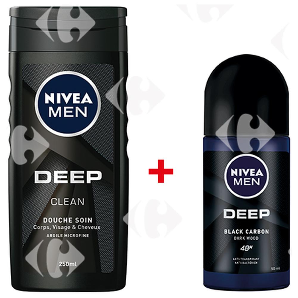 Déodorant Bille For Men Deep Nivea 50ml + Gel Douche For Men Deep Clean Nivea 250ml