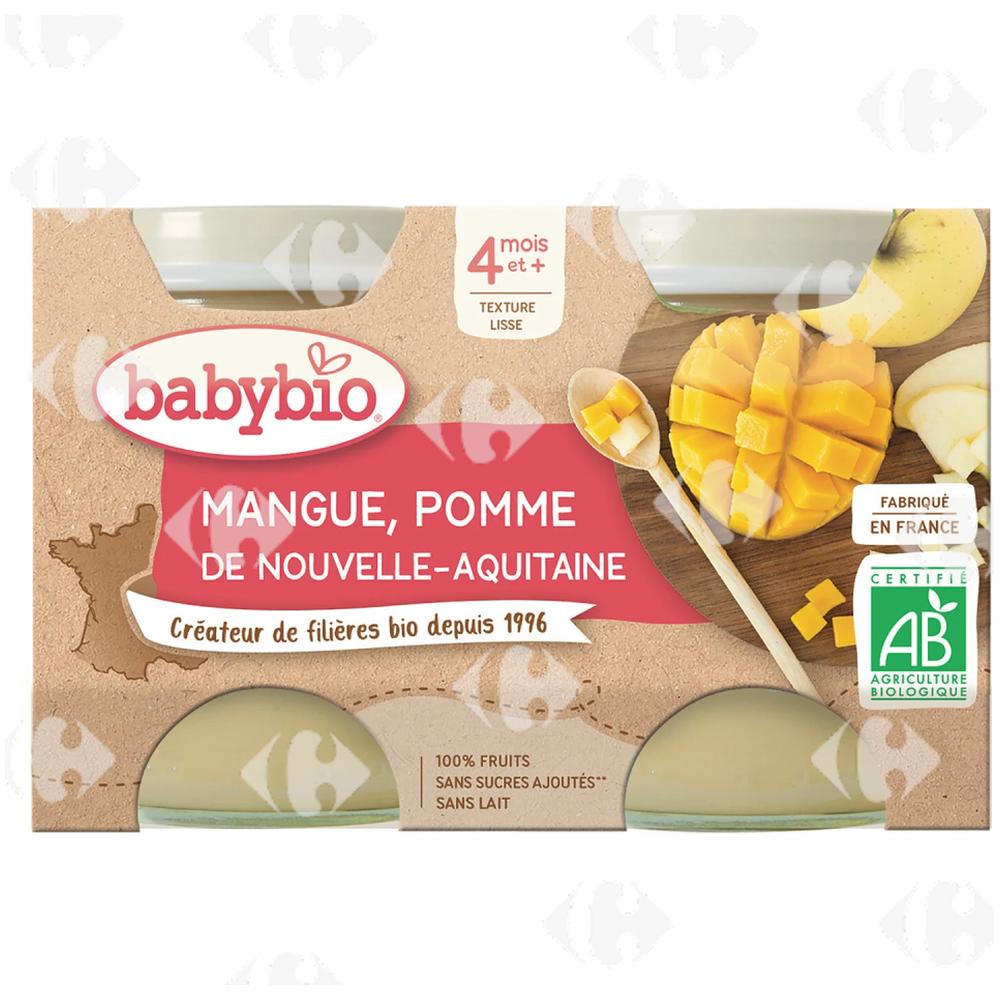 [682963] Pot Mangue Pomme Sans Sucres Ajoutés Bio Babybio 2x130g