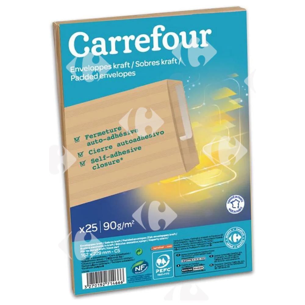 [156109] Pochettes Kraft Carrefour C5 25 unités