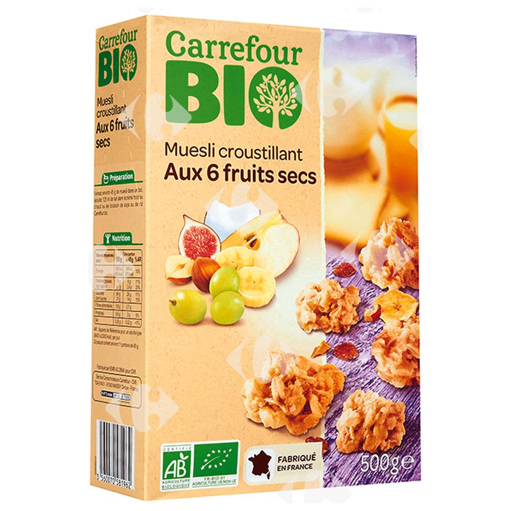 [571107] Muesli Croustillant Aux 6 Fruits Secs Carrefour Bio500g