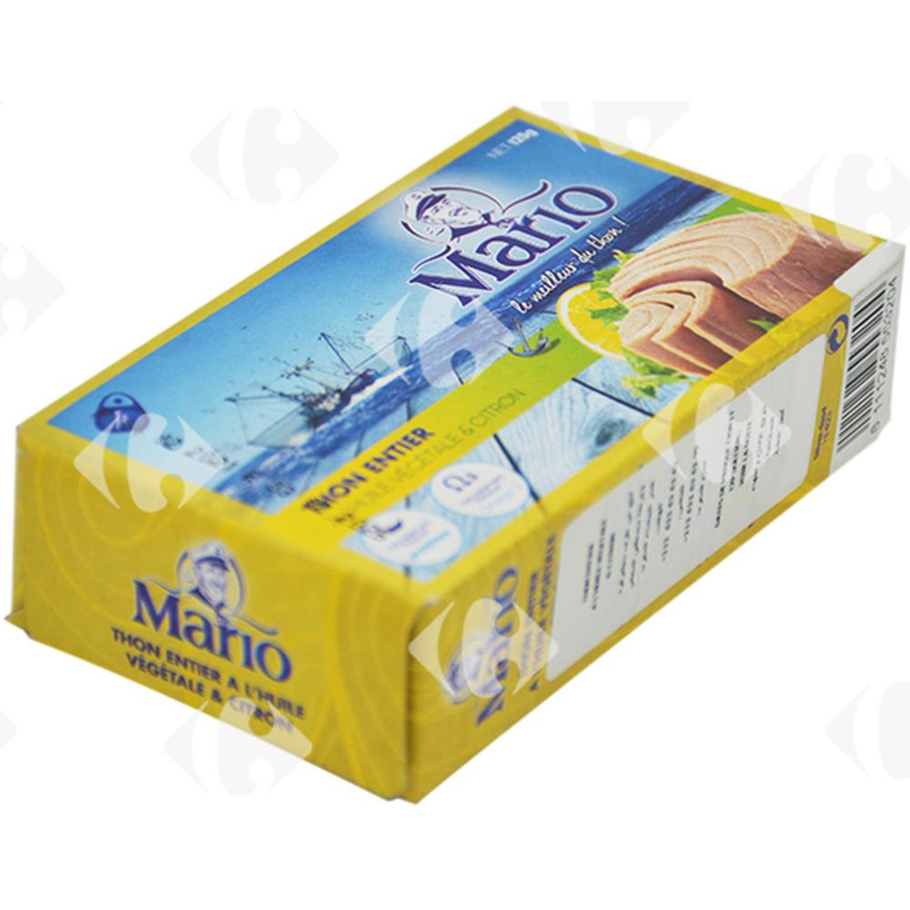 Conserve de Thon Entier à l'Huile Végétale et Citron Mario 125g