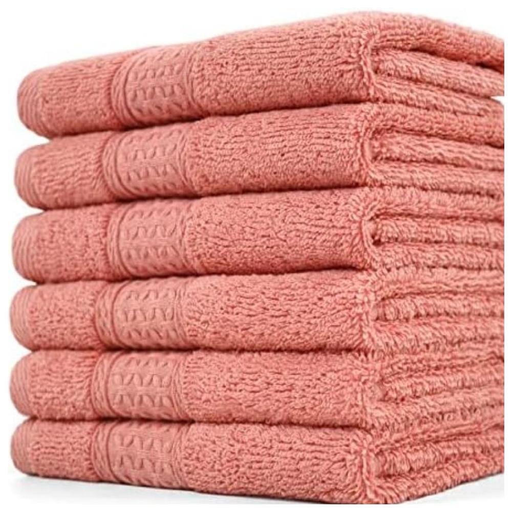 Serviette de Toilette Rose Clair Imprimé Coton Tex Home 50x90 cm