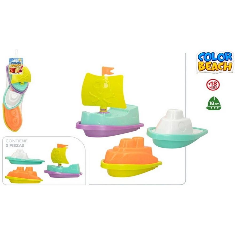 [715689] Set 3 Bateaux de Plage en Plastique 18cm