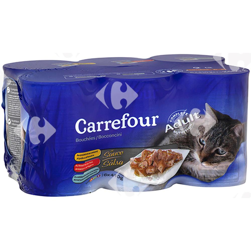 Patée en Bouchées en Sauce pour Chats Adulte Carrefour 6x400g