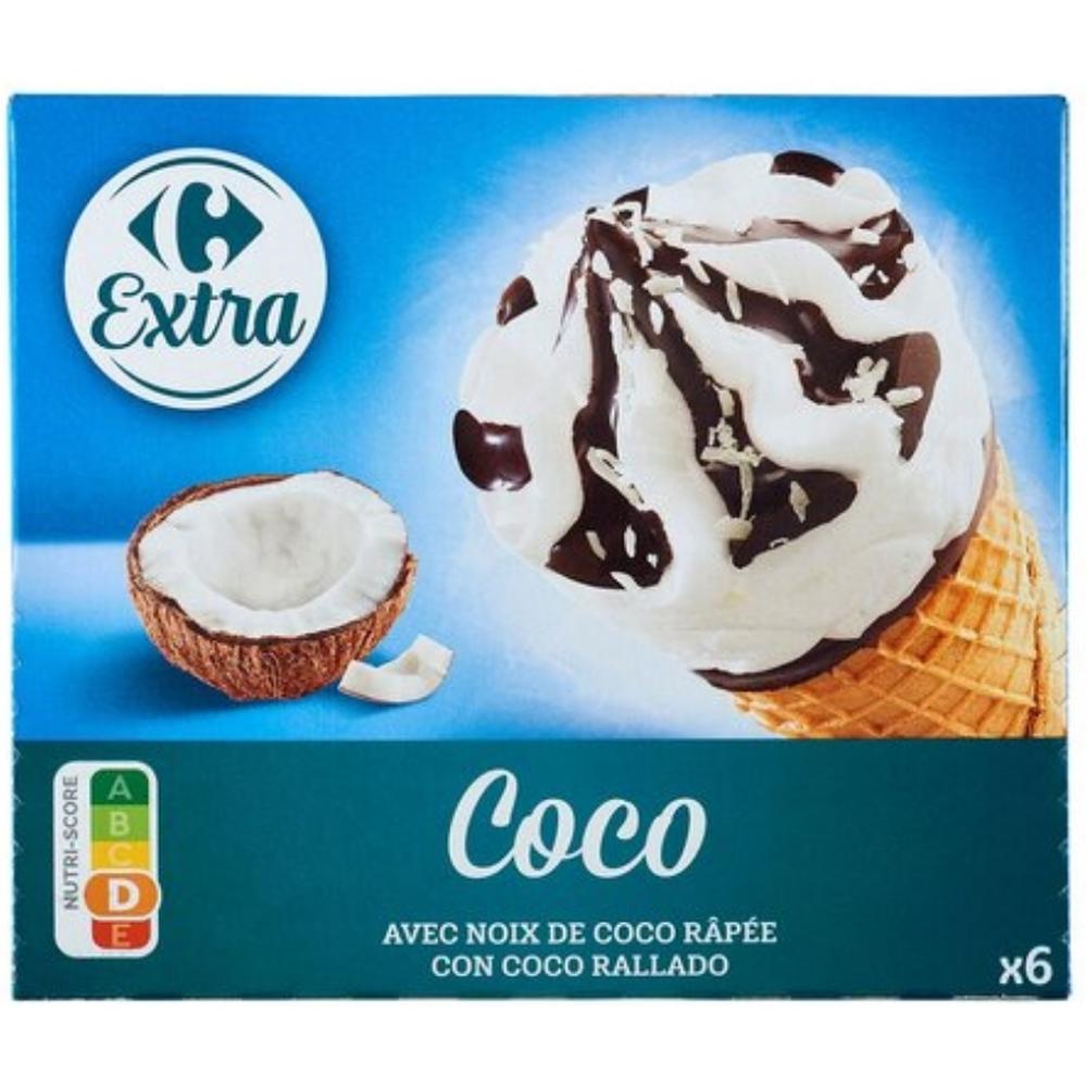 [480556] Cônes Glace Noix de Coco Râpée Carrefour Extra 6 unités 120ml