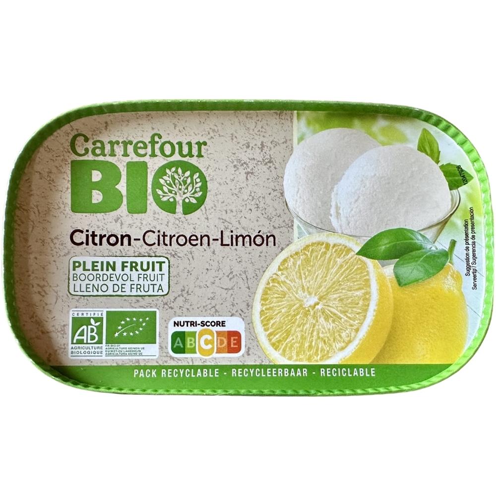 Sorbet Glace Citron Jaune Bac Carrefour Bio 900ml