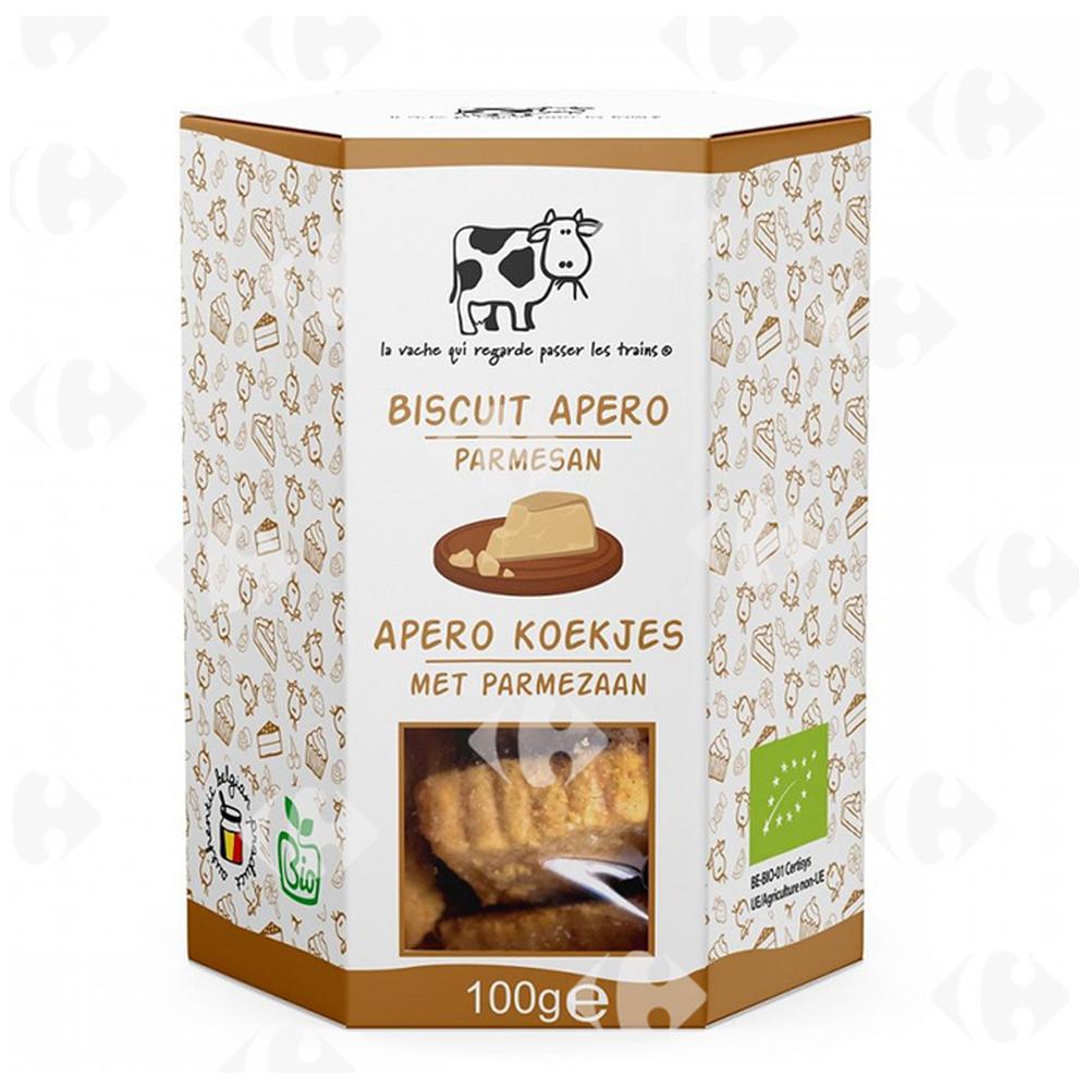 [680683] Biscuits Apéro Bio Parmesan La Vache Qui Regarde 100g