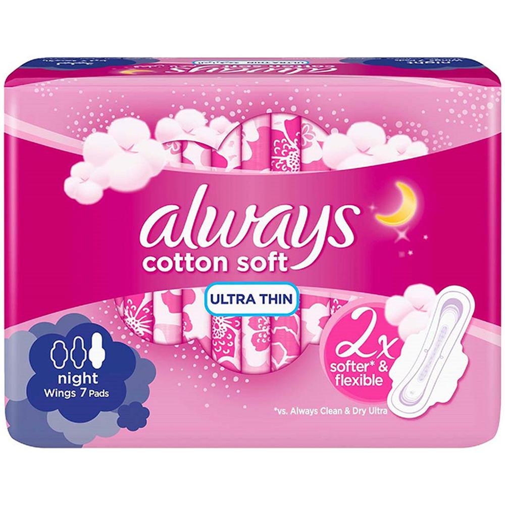 [638150] Serviettes Hygiéniques Cotton Soft Ultra Thin Night Always 7 unités